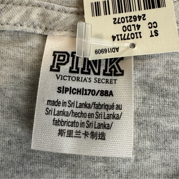 Victoria's Secret PINK Long Sleeve Bling Floral T-Shirt Gray Size Small - Picture 9 of 13